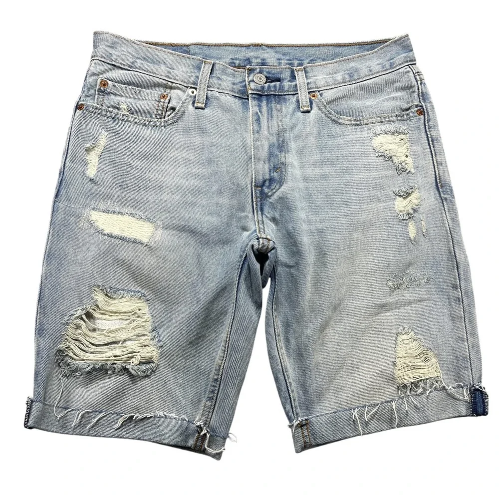 Levi's 511 Cutoff Shorts Mens 32 Blue Denim Bermuda 10